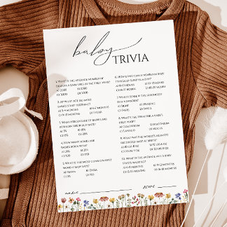 Colorida tarjeta Baby Shower Baby Trivia