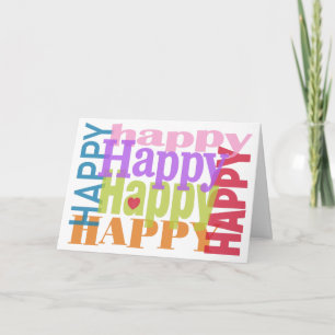 Colorida tarjeta de aniversario Happy Heart