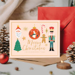 Colorida tarjeta de cocina familiar de Navidades c<br><div class="desc">Postales de vacaciones de navidades de Noel pastel mínimo</div>