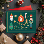 Colorida tarjeta de cocina familiar de Navidades c<br><div class="desc">Postales de vacaciones de navidades de Noel pastel mínimo</div>