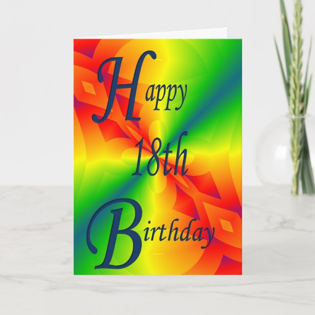 Colorida tarjeta de cumpleaños 18 de diseño (Anverso)