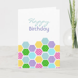 Colorida tarjeta de cumpleaños de chicas de patron