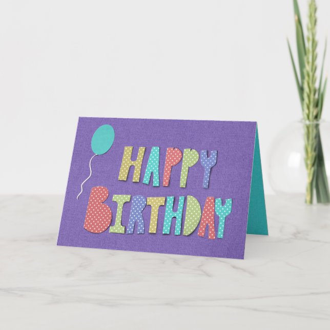 Colorida tarjeta de cumpleaños de Crafty (Anverso)