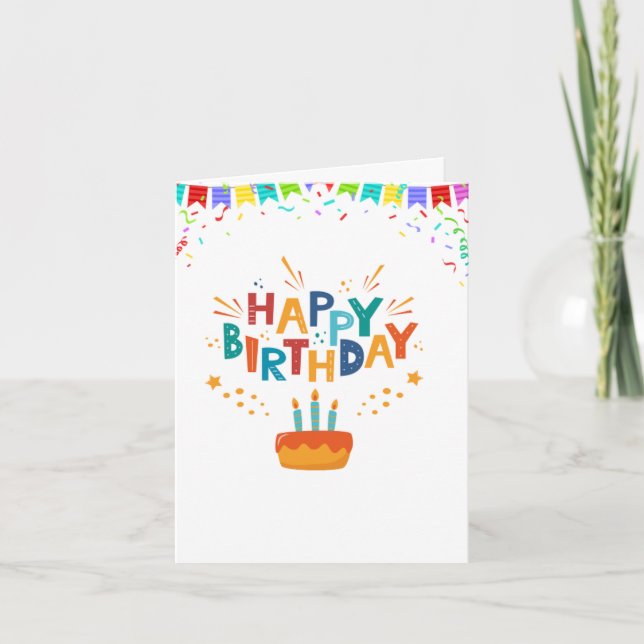 Colorida tarjeta de cumpleaños de los globos (Anverso)