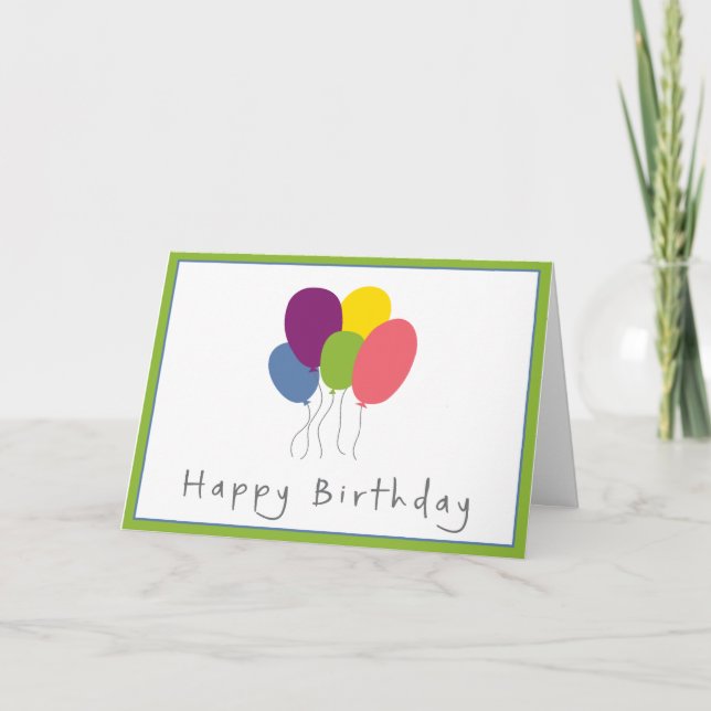 Colorida tarjeta de cumpleaños de los globos (Anverso)