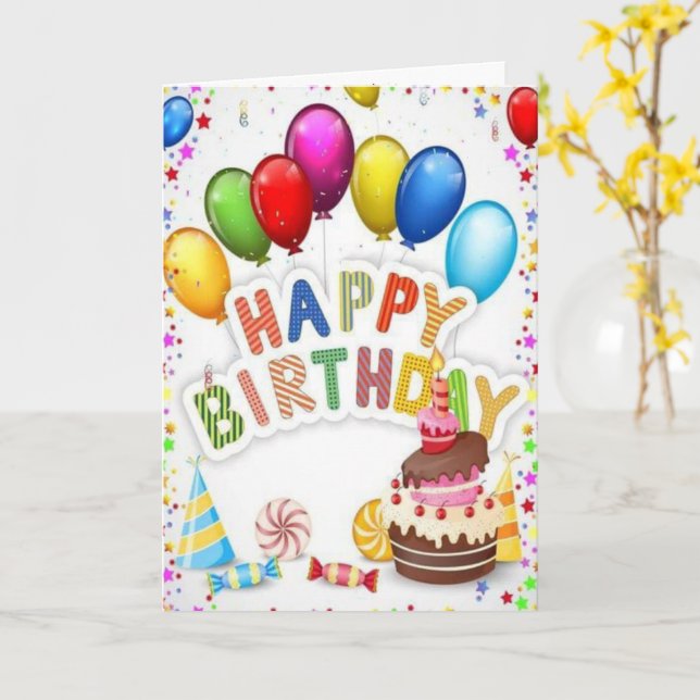 Colorida tarjeta de cumpleaños feliz (flor amarilla)
