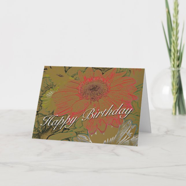 Colorida tarjeta de cumpleaños feliz de Daisies (Anverso)