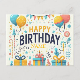 Colorida tarjeta de cumpleaños feliz - Globos fest