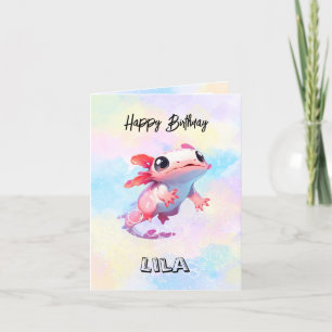 Colorida tarjeta de cumpleaños Rainbow Axolotl