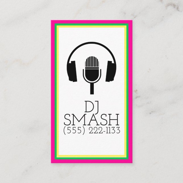 Colorida tarjeta de estudio musical para DJ (Anverso)