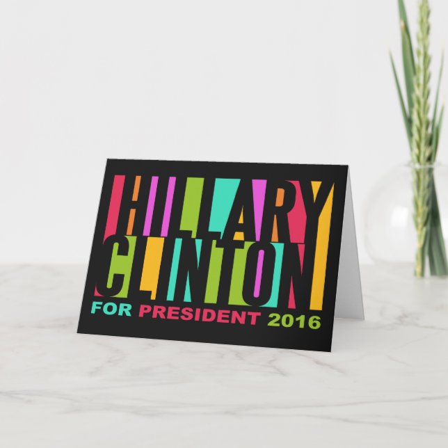 Colorida tarjeta de felicitación Hillary Clinton 2 (Anverso)