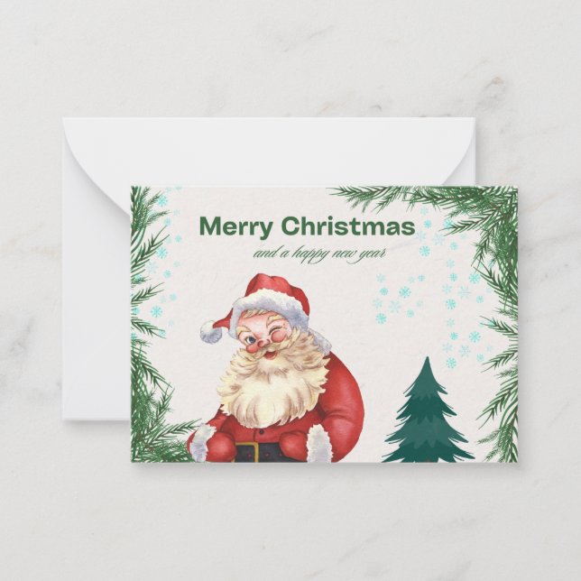 Colorida tarjeta de felicitación navideña Red & Gr (Anverso)