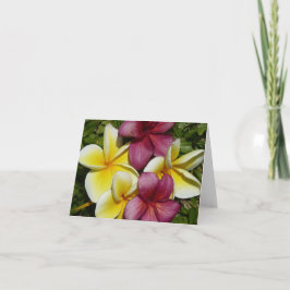 Colorida tarjeta de felicitación plegada Plumerias