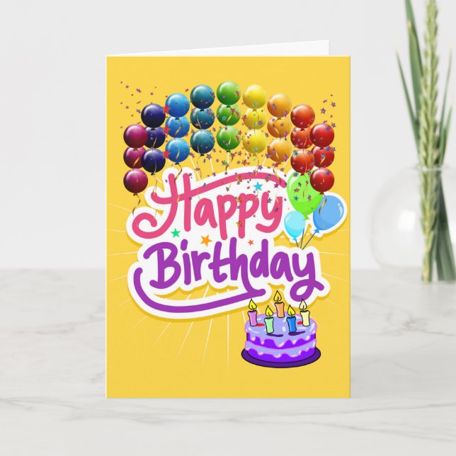 Colorida tarjeta de felicitación por cumpleaños (Anverso)