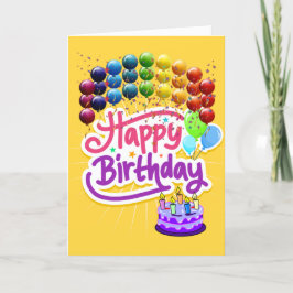 Colorida tarjeta de felicitación por cumpleaños