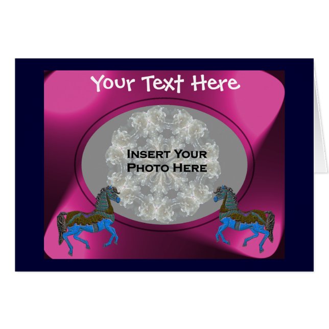 Colorida tarjeta de foto para caballos de carrusel (Anverso (Horizontal))