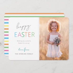 Colorida tarjeta de fotografía de Pascua feliz