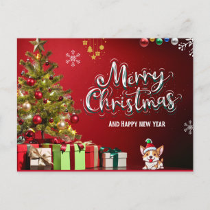 Colorida tarjeta de navidad roja y verde