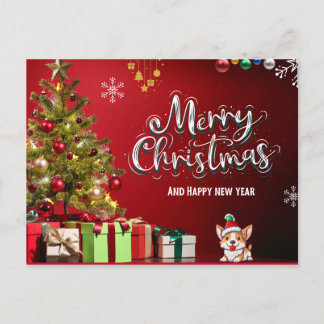 Colorida tarjeta de navidad roja y verde