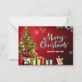 Colorida tarjeta de navidad roja y verde