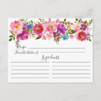 Colorida tarjeta de receta floral acuática