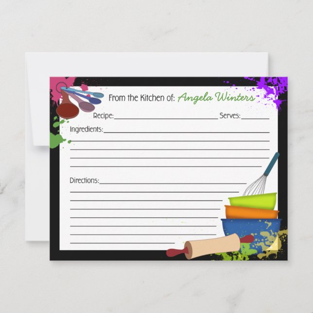 Colorida Tarjeta de Receta Splash (Anverso)