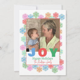 Colorida tarjeta de vacaciones de fotos de copo de