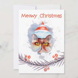 Colorida tarjeta de vacaciones de Navidades Meowy
