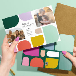 Colorida tarjeta de vacaciones plana maximalista