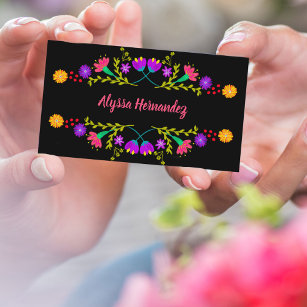 Colorida tarjeta de visita de Fiesta Mexicana Flor