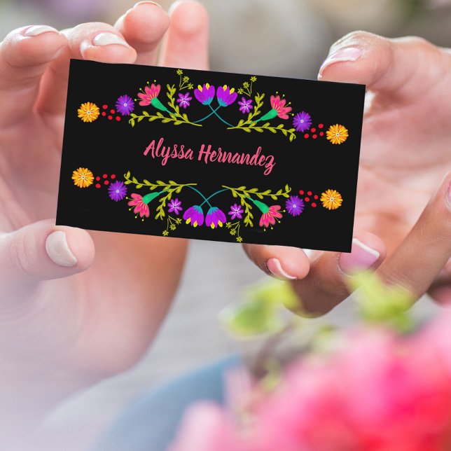 Colorida tarjeta de visita de Fiesta Mexicana Flor (Subido por el creador)