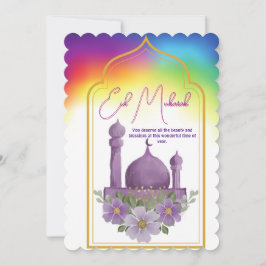 Colorida tarjeta Eid Mubarak