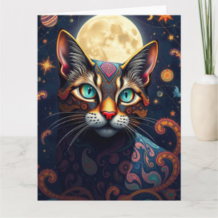 Colorida tarjeta Fantasy Blank Cat