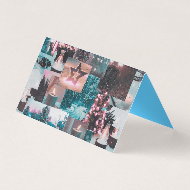 Colorida tarjeta plegada de color Aqua y Navidades (Anverso)
