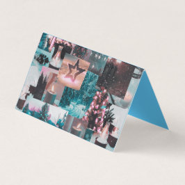 Colorida tarjeta plegada de color Aqua y Navidades