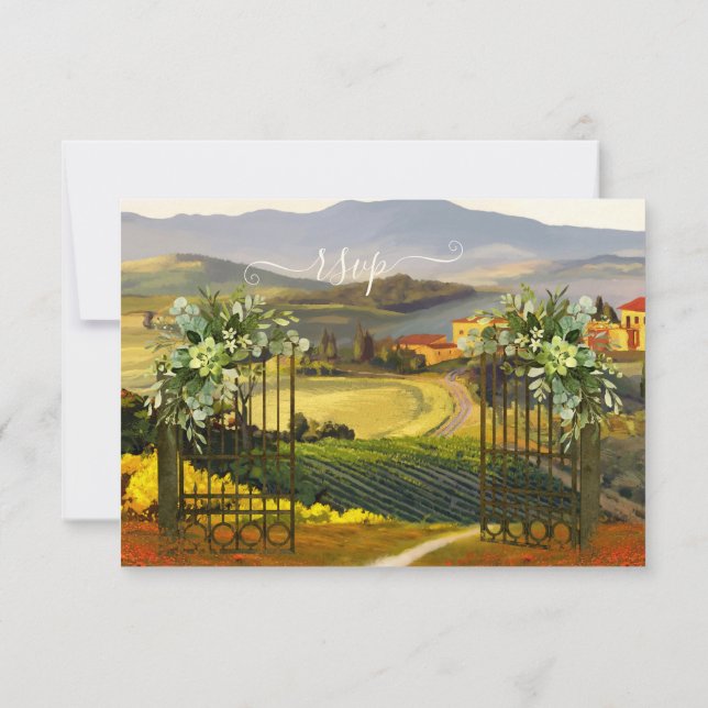 Colorida tarjeta RSVP de boda rural italiana (Reverso)