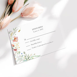 Colorida tarjeta RSVP para pradera de flores silve