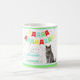 Colorida taza de cumpleaños del gato