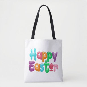 Colorida tipografía feliz de Pascua  Bolsa Tote