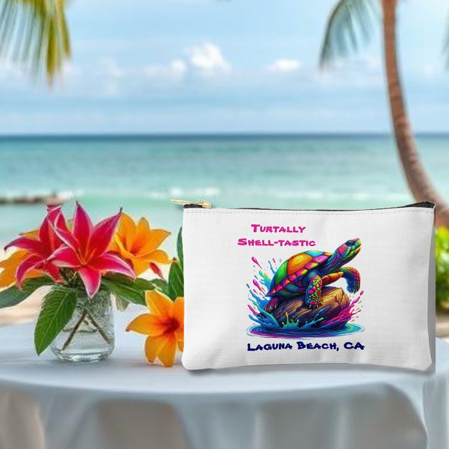 Colorida Turtle Splash Zipned Bolsa (Colorful Turtle Splash-Fisherman Core-Dopamine Dressing-Small Pouch-White)