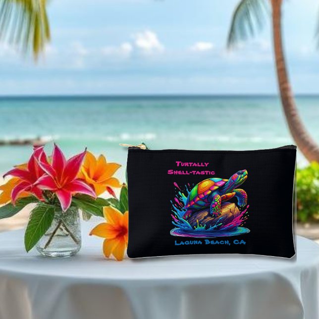 Colorida Turtle Splash Zipned Bolsa (Colorful Turtle Splash-Fisherman Core-Dopamine Dressing-Small Pouch-Black)