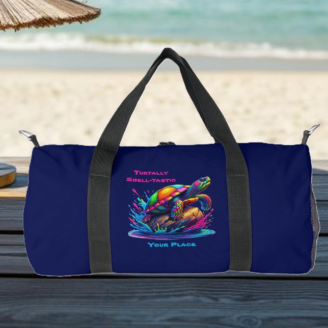 Colorida Turtle Splash Zipned Bolsa (Colorful Turtle Splash-Fisherman Core-Dopamine Dressing-Duffel Bag-Blue)