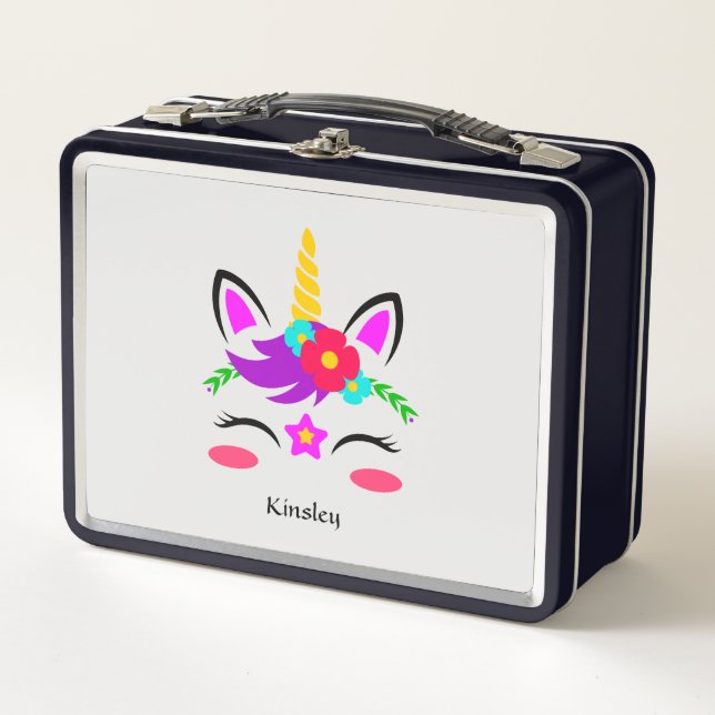 Colorida unicornio personalizado negro (Anverso)