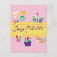 colorida y divertida postal de comida mexicana