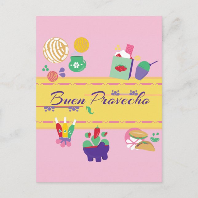 colorida y divertida postal de comida mexicana (Anverso)