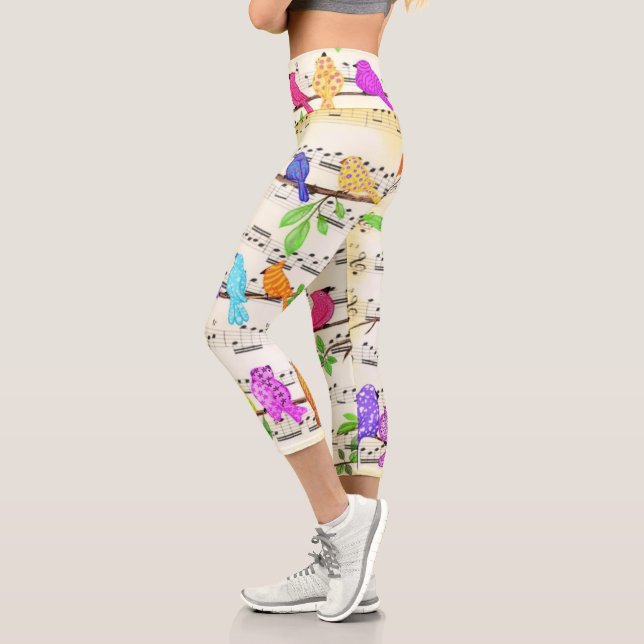 Coloridas aves musicales Capri Leggings Spring (Izquierda)