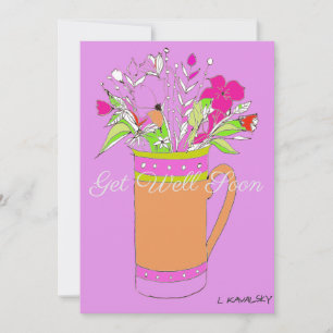 Coloridas Bastante Flores En Una Tarjeta De Mug