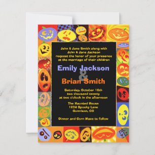 Coloridas calabazas invitaciones a bodas de Hallow