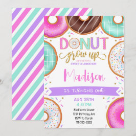 Coloridas Chicas de Donuts Invitación de cumpleaño