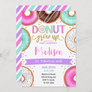 Coloridas Chicas de Donuts Invitación de cumpleaño
